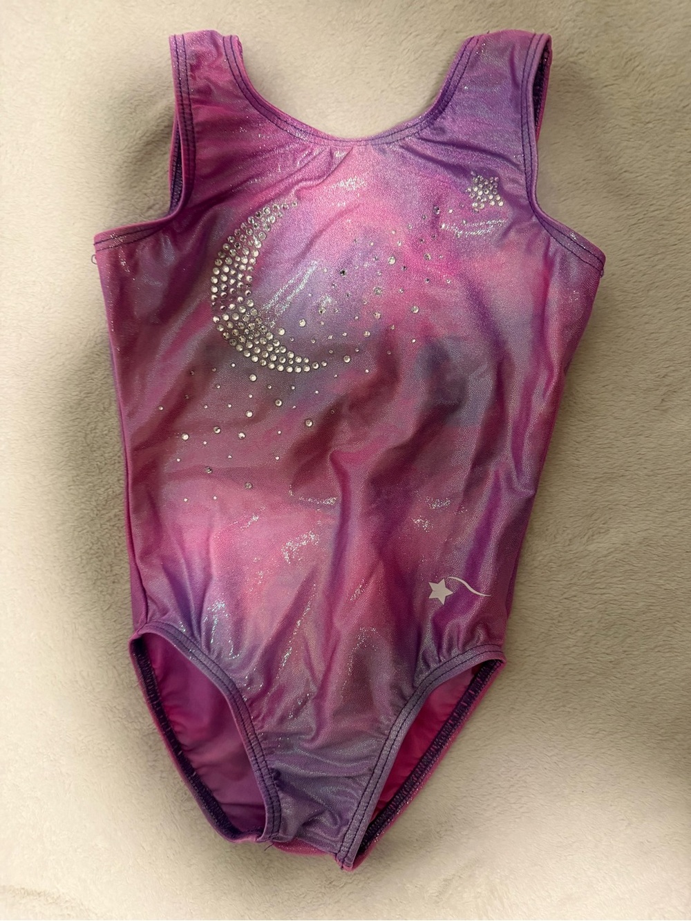 Destira Girls Pink Purple Galaxy Leotard with Rhinestone Moon